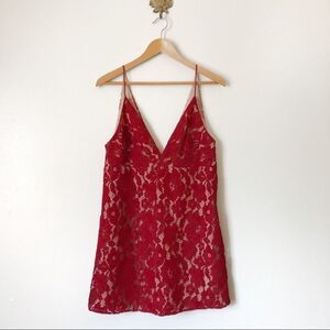 Free People Dangerous Love Red Lace Mini dress